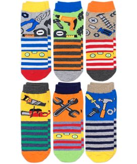 Jefferies Socks Boys Tools Pattern Crew Socks 6 Pair Pack