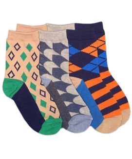 Jefferies Socks Boys Fun Diamond Dress Crew Socks 3 Pair Pack