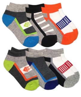 Jefferies Socks Boys Colorful Sport Low Cut Half Cushion Socks 6 Pair Pack