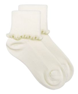 Jefferies Socks Girls Seamless Ripple Edge Turn Cuff Crew Socks 1 Pair