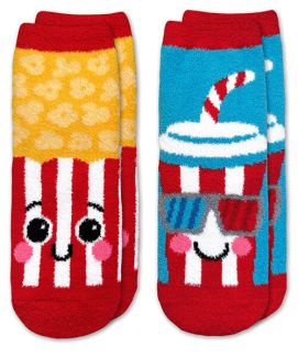 Jefferies Socks Kids & Women Movie Night Fuzzy Slipper Socks 2 Pair Pack