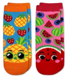Jefferies Socks Girls Fruity Fuzzy Slipper Socks 2 Pair Pack
