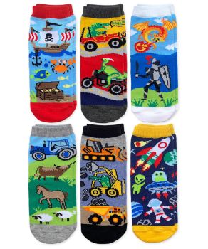 Jefferies Socks Boys Space Pirate Dinosaur Crew Socks 6 Pair Pack