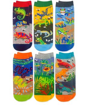 Jefferies Socks Boys Fun Reptile Pattern Crew Socks 6 Pair Pack