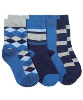 Jefferies Socks Boys Argyle and Stripe Dress Crew Socks 3 Pair Pack