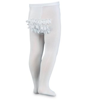 Jefferies Socks Baby Girls Microfiber Rhumba Ruffle Lace Footless Tights