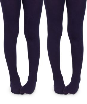 Jefferies Socks Girls School Uniform Classic Cotton Tights 2 Pair Pack