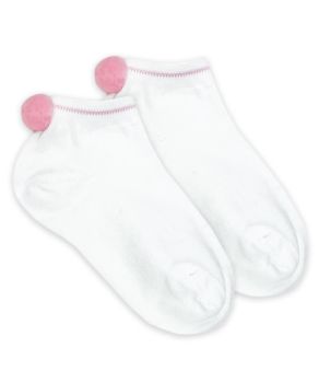 Jefferies Socks Girls Seamless Smooth Toe Pom Pom Low Cut Ankle Socks 1 Pair