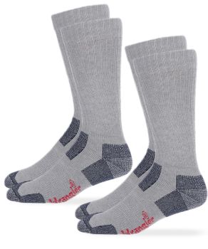 Wrangler Mens Steel Toe Boot Ultra-Dri Work Crew Socks 2 Pair Pack
