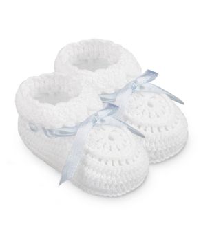 Jefferies Socks Baby Girls and Baby Boys Hand Crochet Bootie with Ribbon Crib Shoes 1 Pair