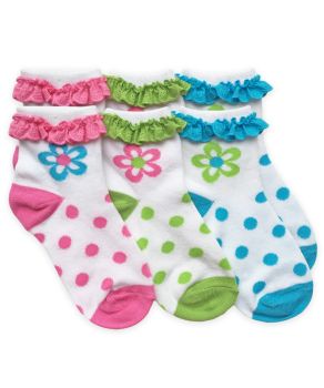 Jefferies Socks Girls Daisy Eyelet Anklet Socks 3 Pair Pack
