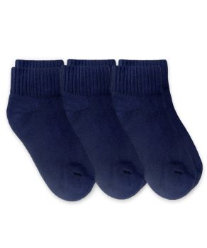 Jefferies Socks kids, women, & men Smooth Toe Navy Sport Quarter Socks 3 Pair Pack
