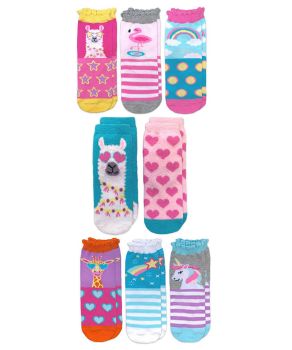 Jefferies Socks Girls Llama Heart Rainbow Pattern Slipper Crew Socks 8 Pair Pack