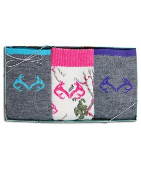 Realtree Womens Gift Box Snow Camo Merino Wool Boot Socks 3 Pair Pack