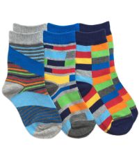 Jefferies Socks Boys Colorful Multi Stripe Pattern Crew Socks 3 Pair Pack