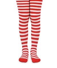 Jefferies Socks Girls Christmas and Halloween Red/White Stripe Tights 1 Pair
