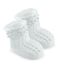 Jefferies Socks Baby Girls Daisy Pearl Crochet Bootie Crib Shoes 1 Pair