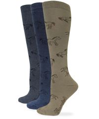 Wrangler Womens Pattern Fashion Horse Knee High Boot Socks 3 Pair Pack