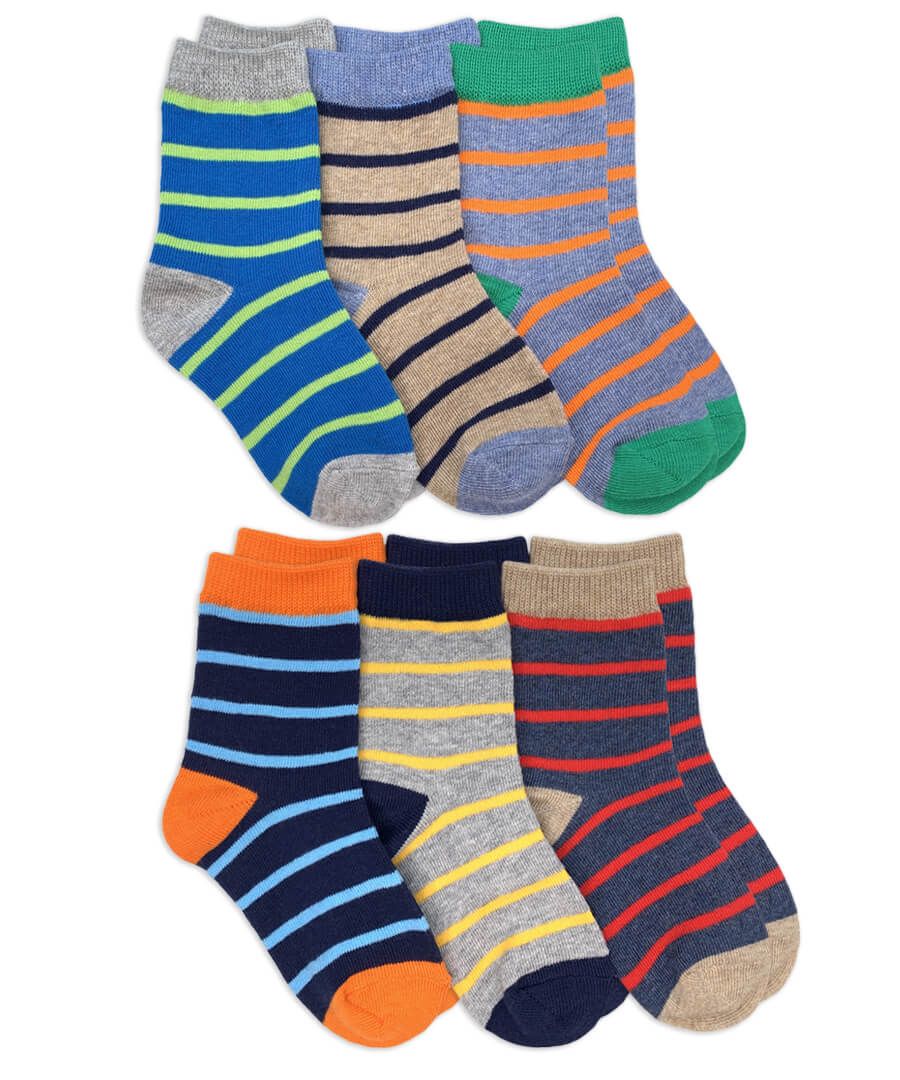 Jefferies Socks Boys Stripe Pattern Crew Socks 6 Pair Pack