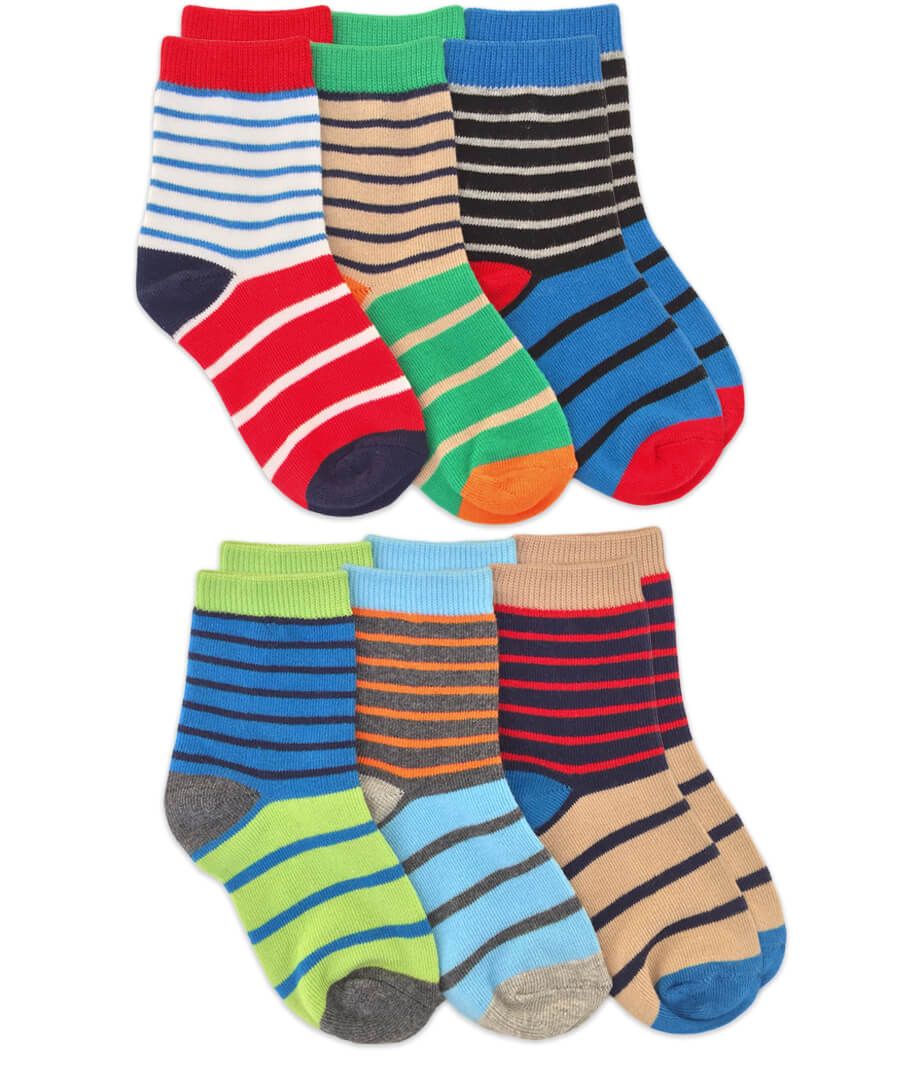 Jefferies Socks Boys Colorful Stripe Crew Socks 6 Pair Pack