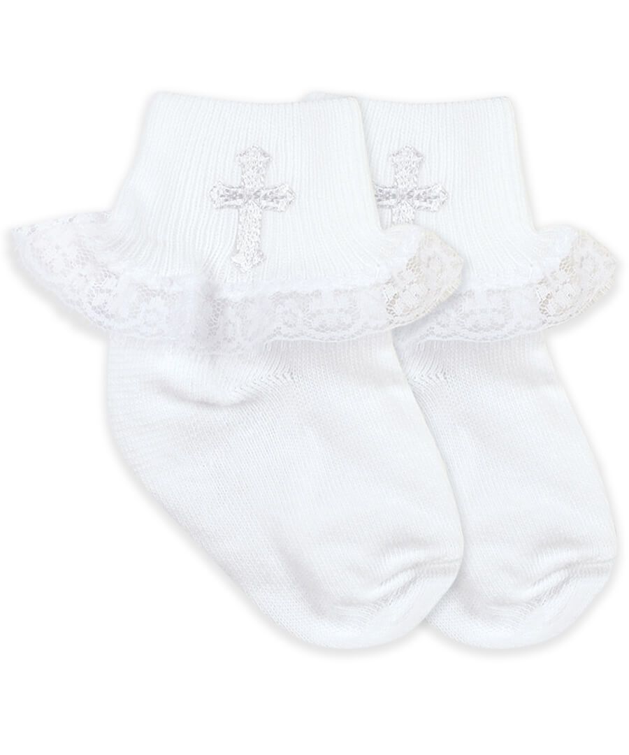 Jefferies Socks Baby Girls Seamless Smooth Toe Christening Lace Socks