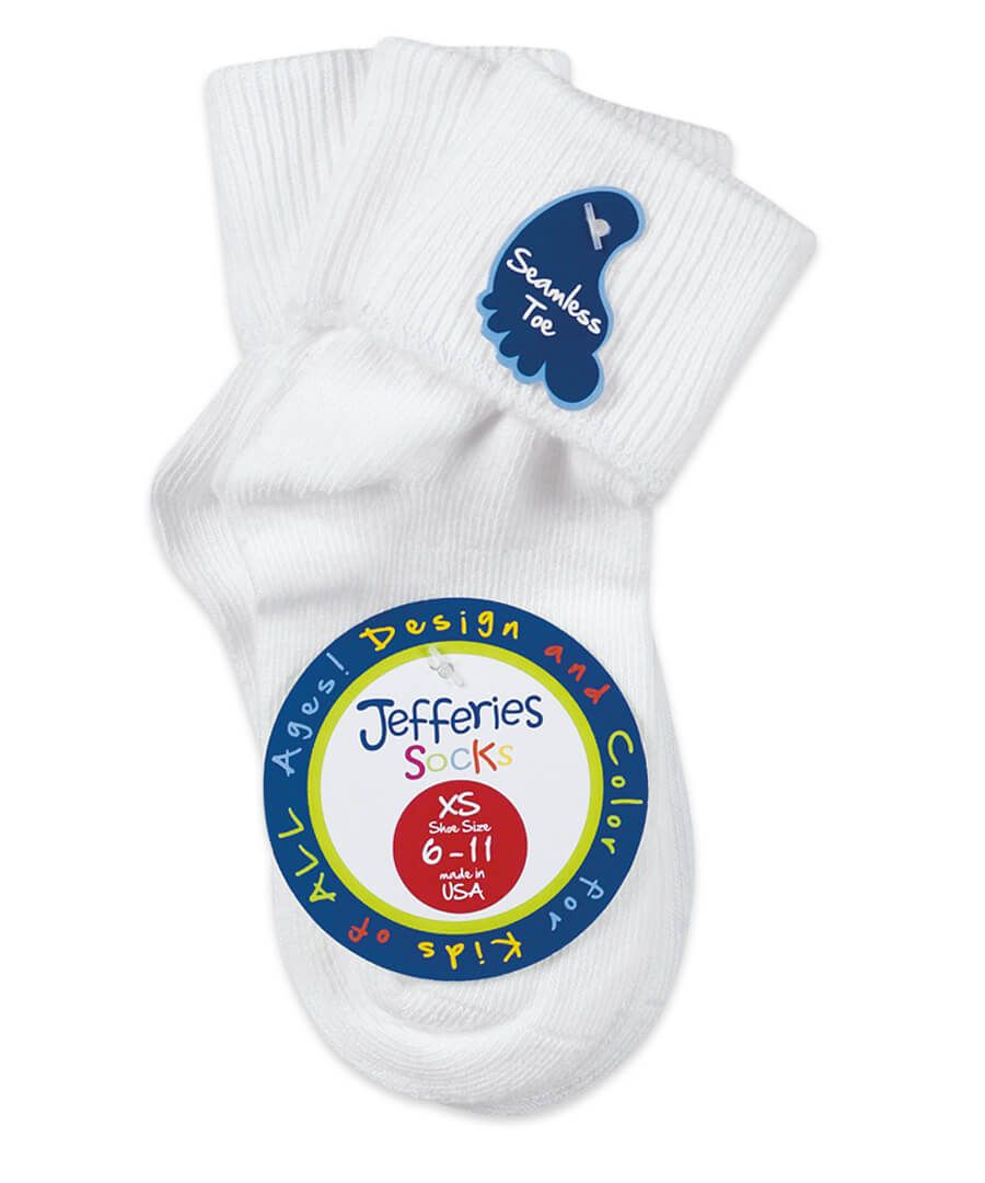 Jefferies Non-Skid Scalloped Turn Cuff 6 Pack Socks  Newborn Infant Toddler 